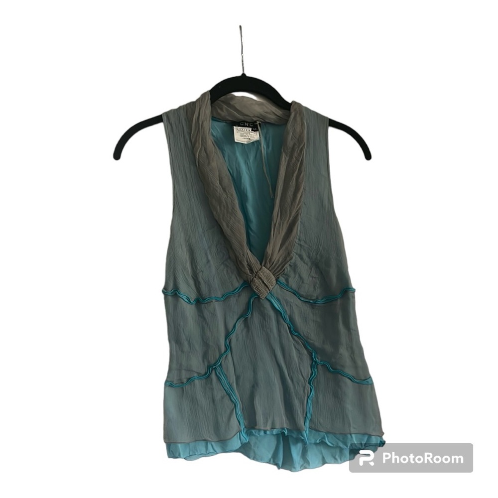 CNC Costume National blue grey sleeveless top